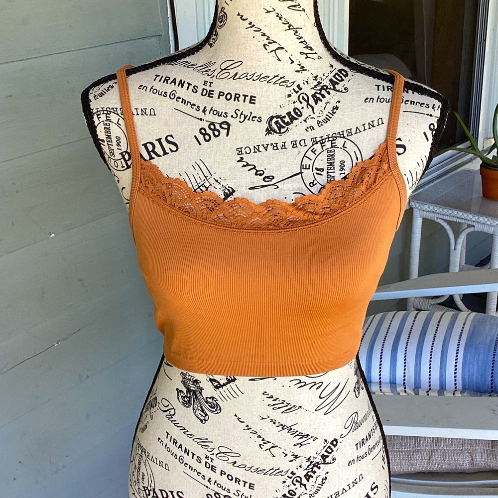 Aerie Tan Lace Detail Top